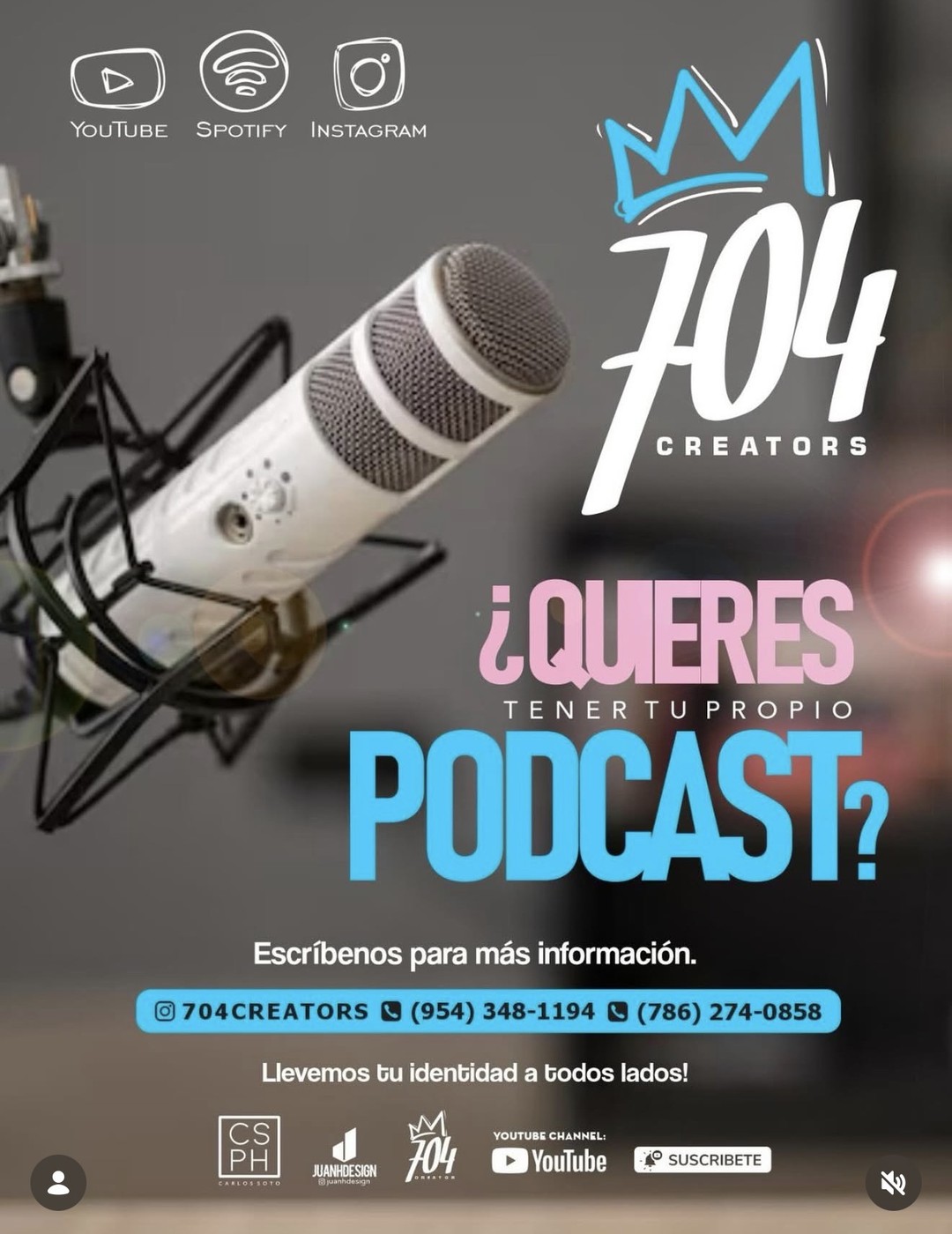 Micrófono profesional de estudio para grabación de podcast